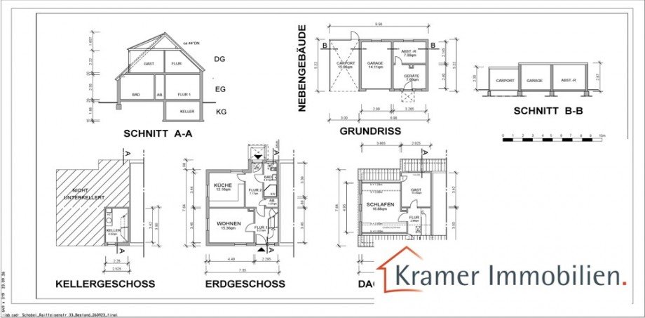 Grundrisse und Schnitt Doppelhaush�lfte Varel