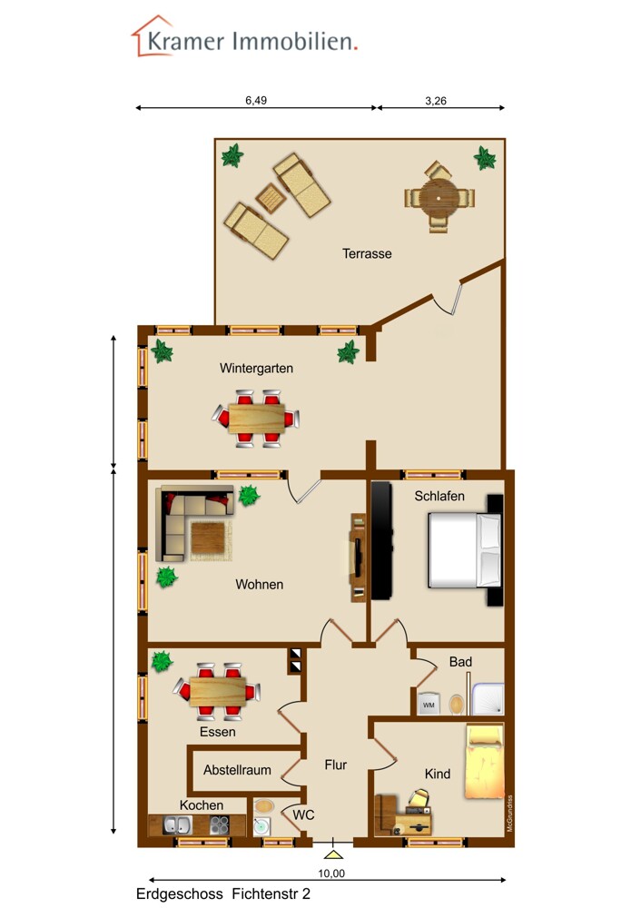 Grundriss Erdgeschoss Doppelhaush�lfte Varel / Langendamm