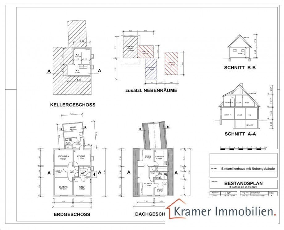 Grundrisse u. Schnitte Einfamilienhaus Varel