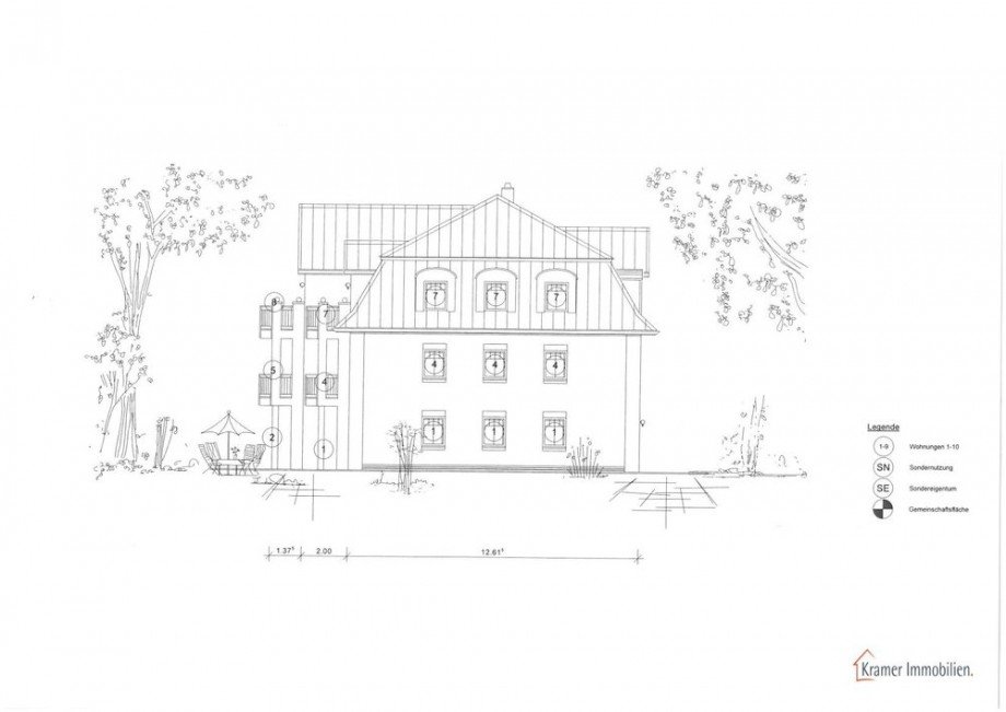 Ansicht S�d-Ost Etagenwohnung Varel