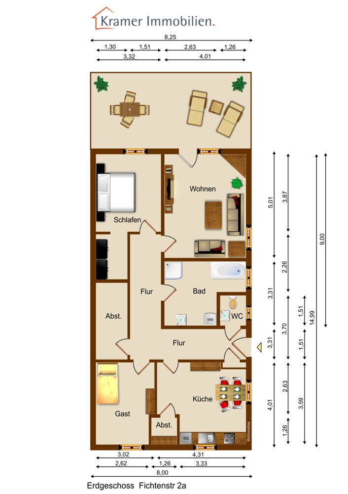 Grundriss Erdgeschoss Doppelhaush�lfte Varel / Langendamm